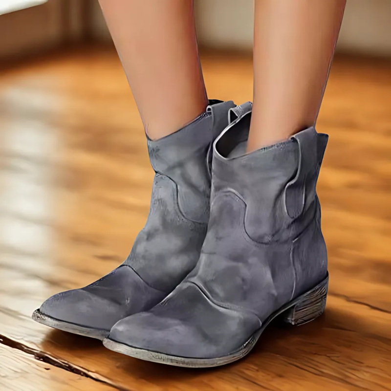 Mune | Ankle Boots - Distressed Look with Low Heel