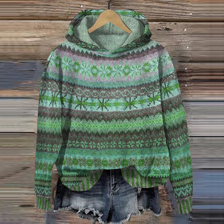 Mune | Hoodie with Norwegian pattern - Knit sweater with hood