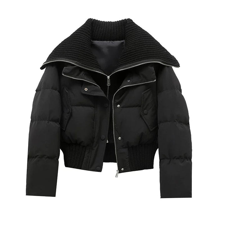Mune | Women's Short Puffer Winter Jacket Padded with Ribbed Knit Collar