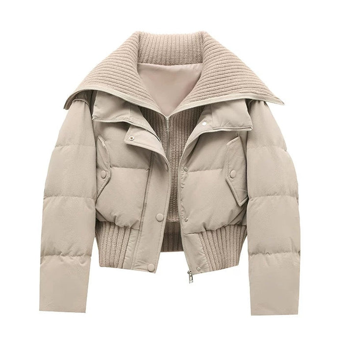 Mune | Women's Short Puffer Winter Jacket Padded with Ribbed Knit Collar