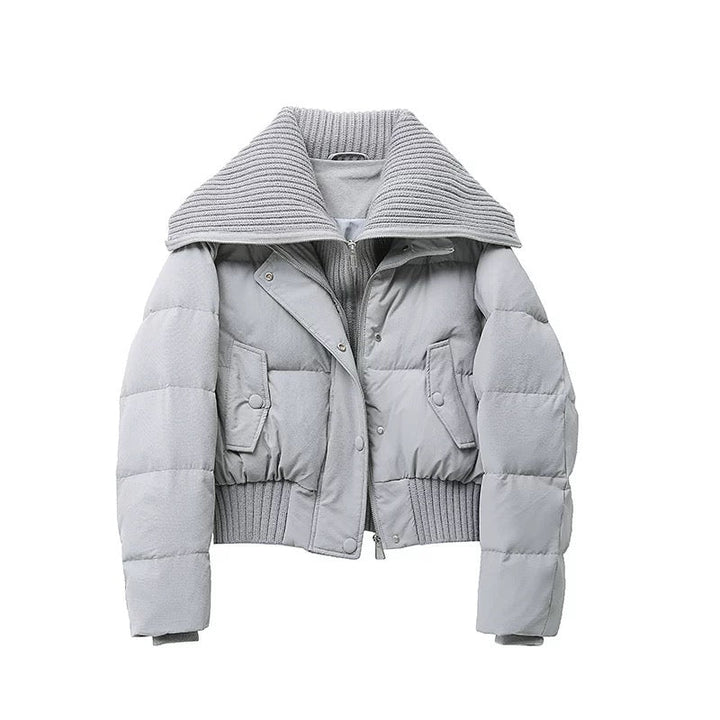 Mune | Women's Short Puffer Winter Jacket Padded with Ribbed Knit Collar