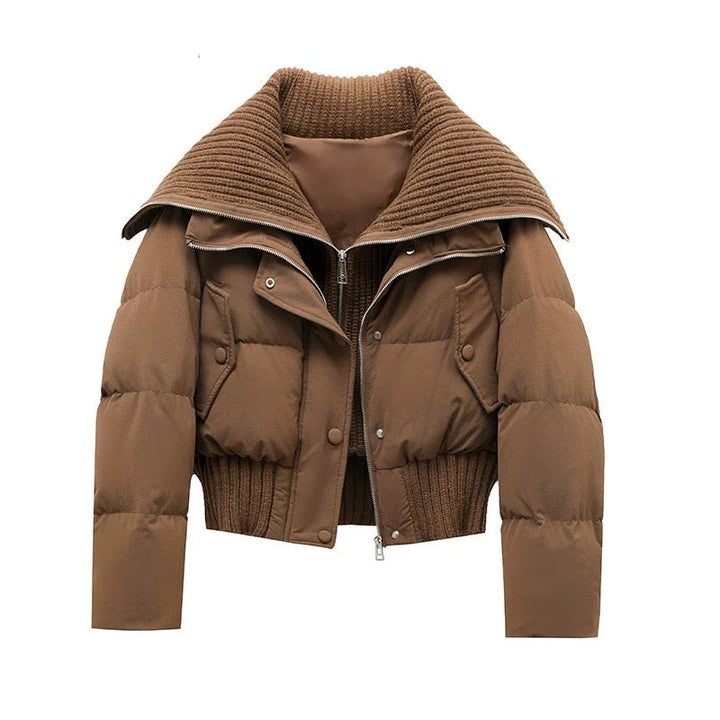 Mune | Women's Short Puffer Winter Jacket Padded with Ribbed Knit Collar