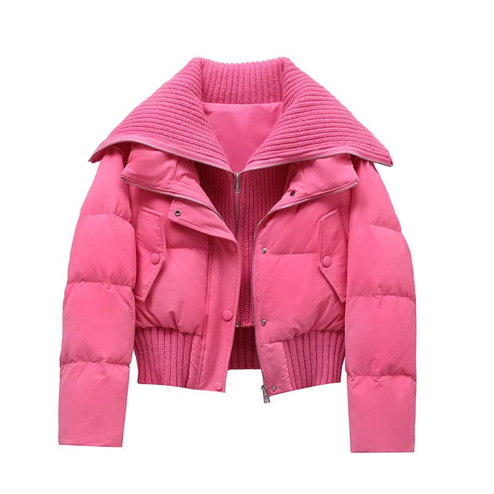 Mune | Women's Short Puffer Winter Jacket Padded with Ribbed Knit Collar