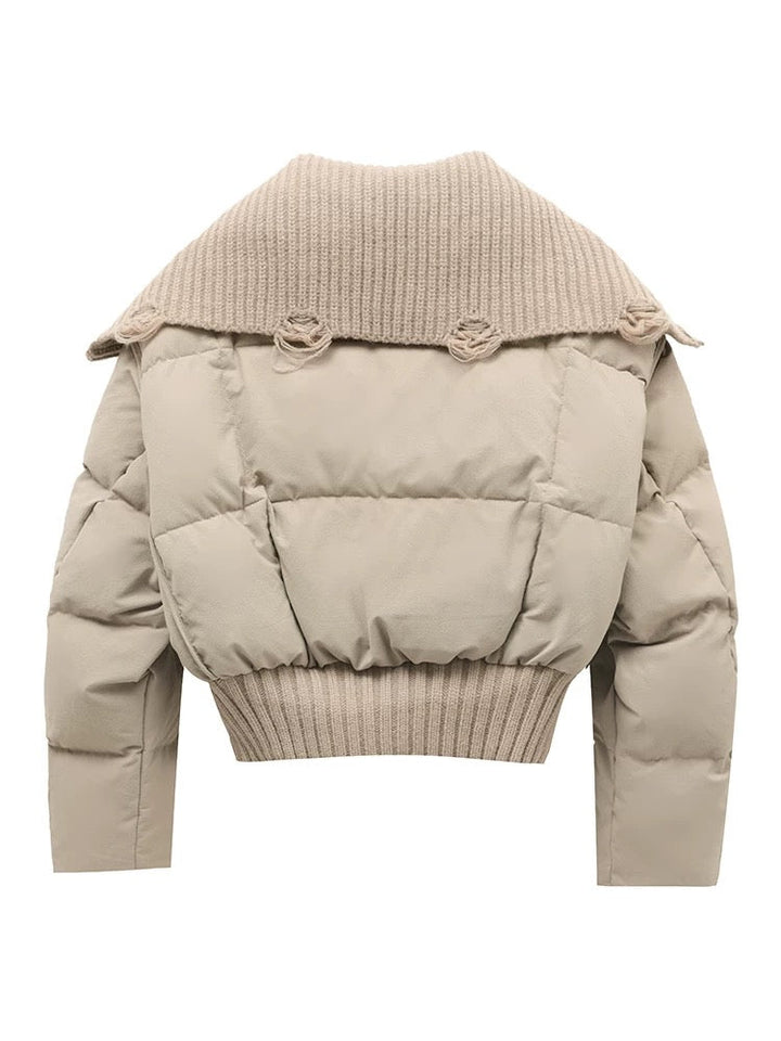 Mune | Women's Short Puffer Winter Jacket Padded with Ribbed Knit Collar