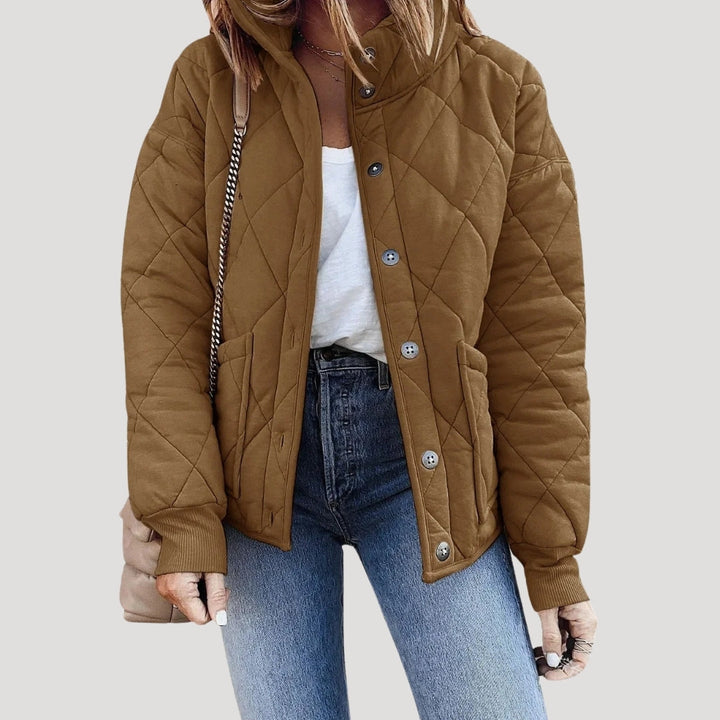 Mune | Women's Quilted Puffer Jacket with Stand Collar and Zipper Pockets