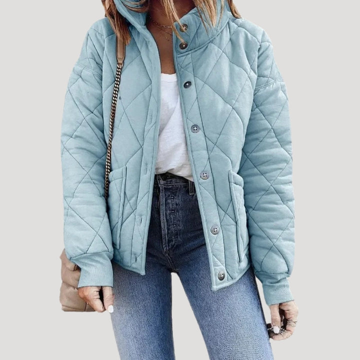 Mune | Women's Quilted Puffer Jacket with Stand Collar and Zipper Pockets