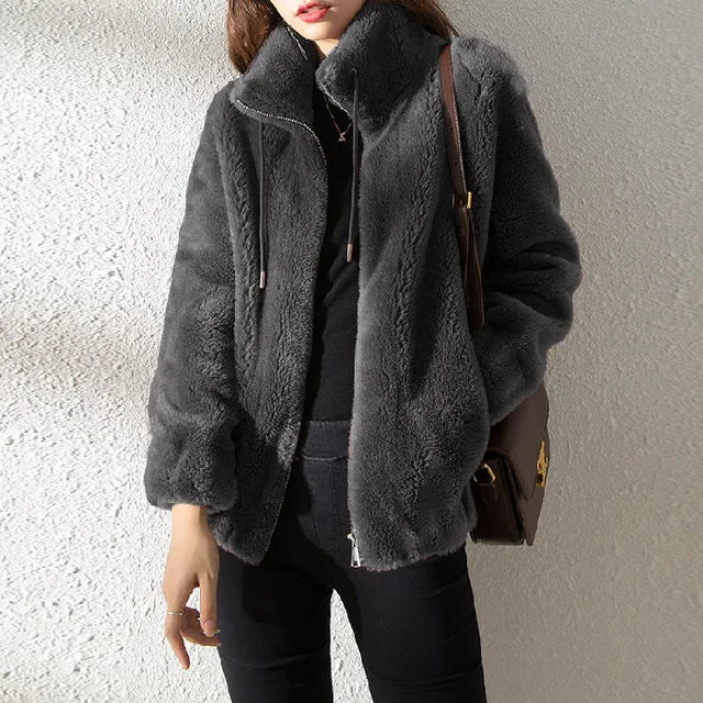Mune | Women's Fleece Jacket with Collar and Drawstring