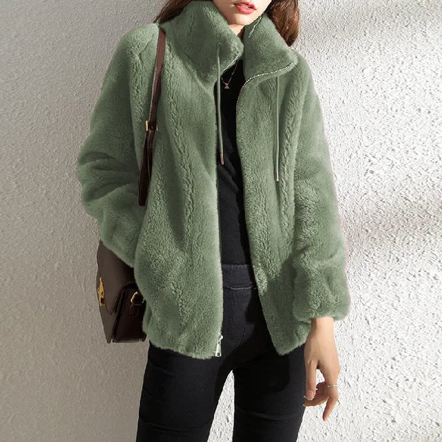Mune | Women's Fleece Jacket with Collar and Drawstring