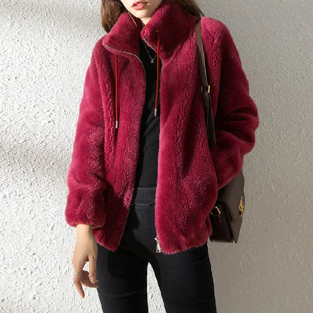 Mune | Women's Fleece Jacket with Collar and Drawstring
