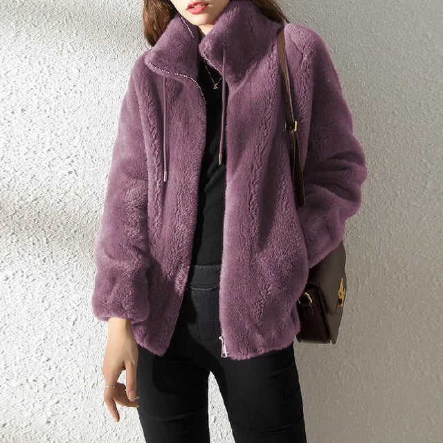 Mune | Women's Fleece Jacket with Collar and Drawstring