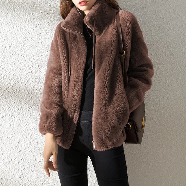 Mune | Women's Fleece Jacket with Collar and Drawstring
