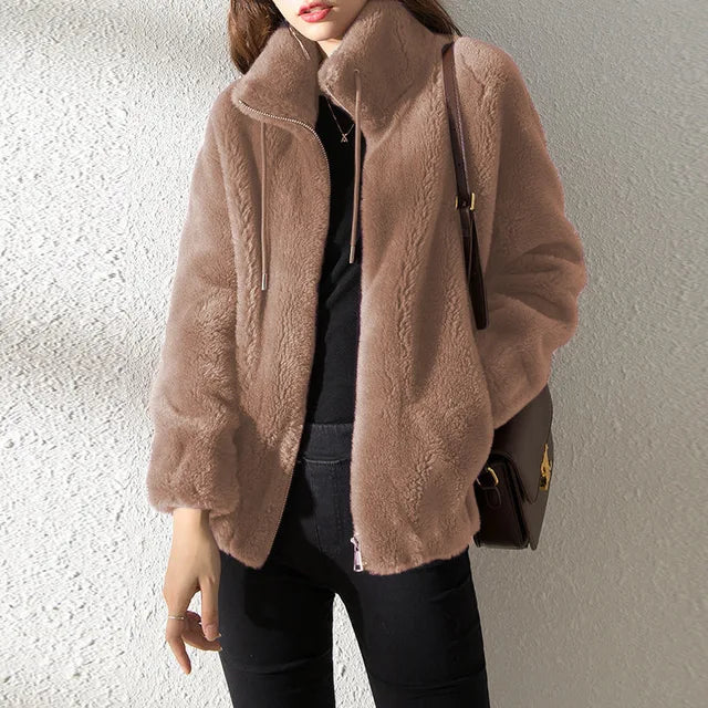 Mune | Women's Fleece Jacket with Collar and Drawstring