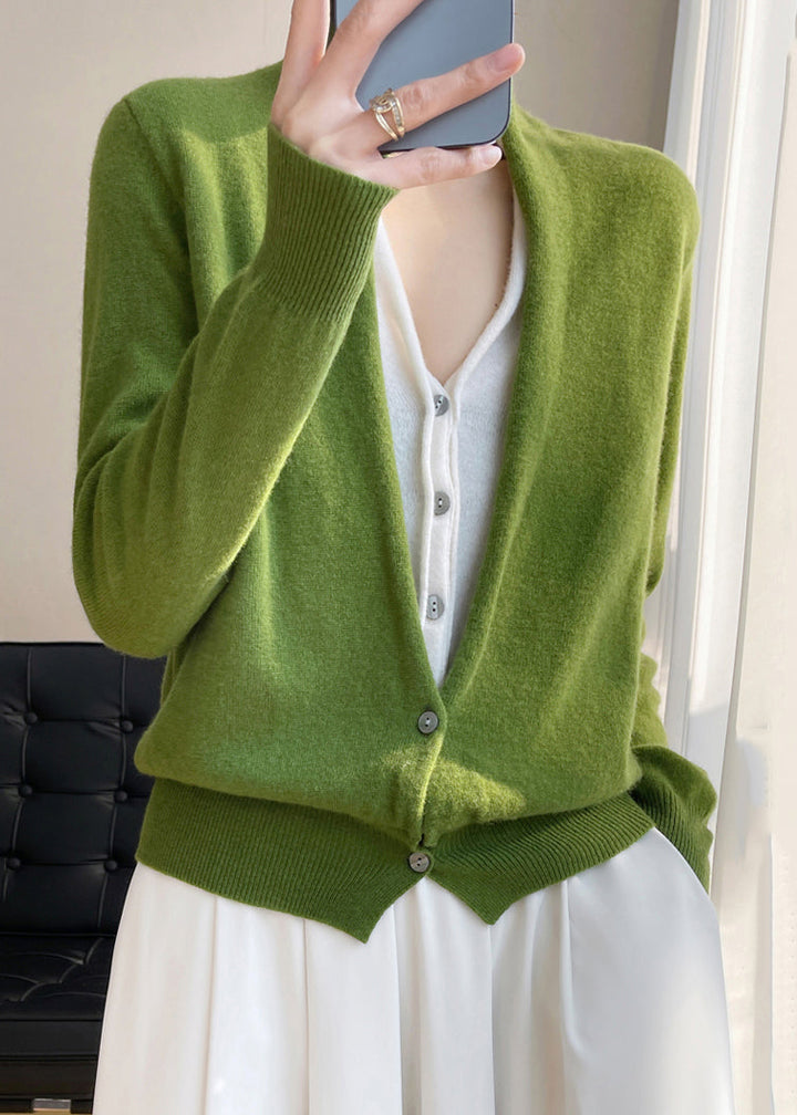 Mune | Women's Wool Cardigan with V-Neck and Patchwork Design