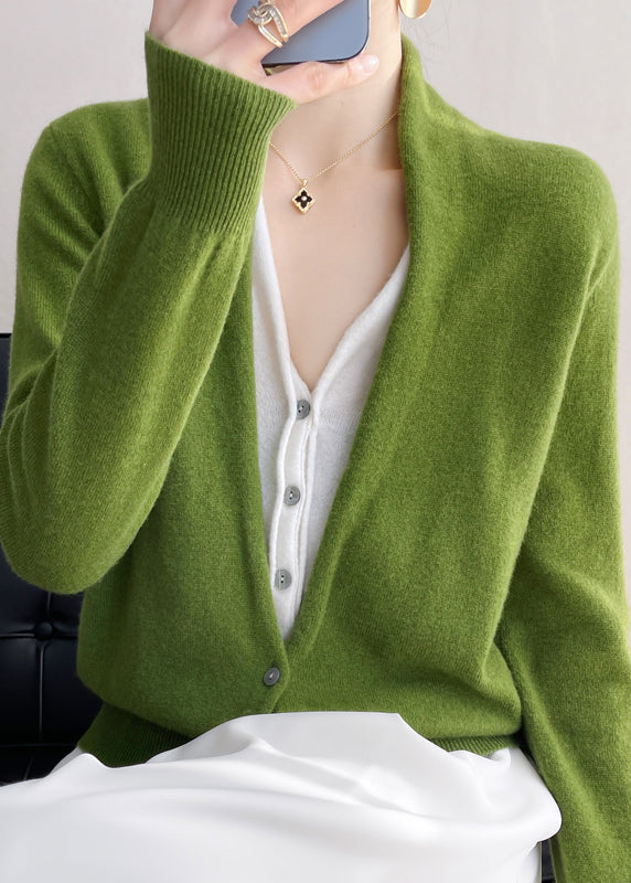 Mune | Women's Wool Cardigan with V-Neck and Patchwork Design
