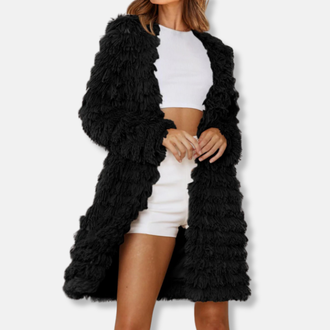 Mune | Women's Long Cardigan with Creepy Texture and Open Front