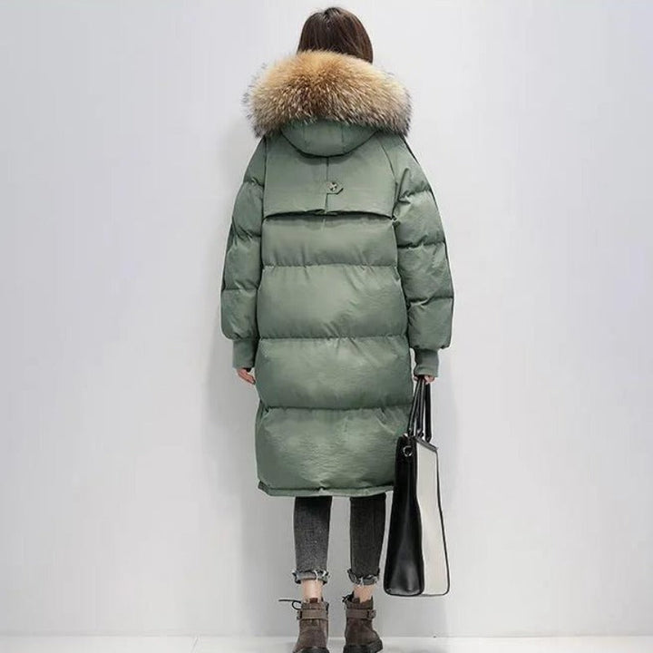 Mune | Women's Long Padded Puffer Jacket with Hood and Fur Collar