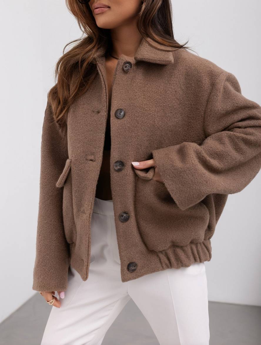 Mune | Women's Wool Jacket with Button Closure and Loose Fit
