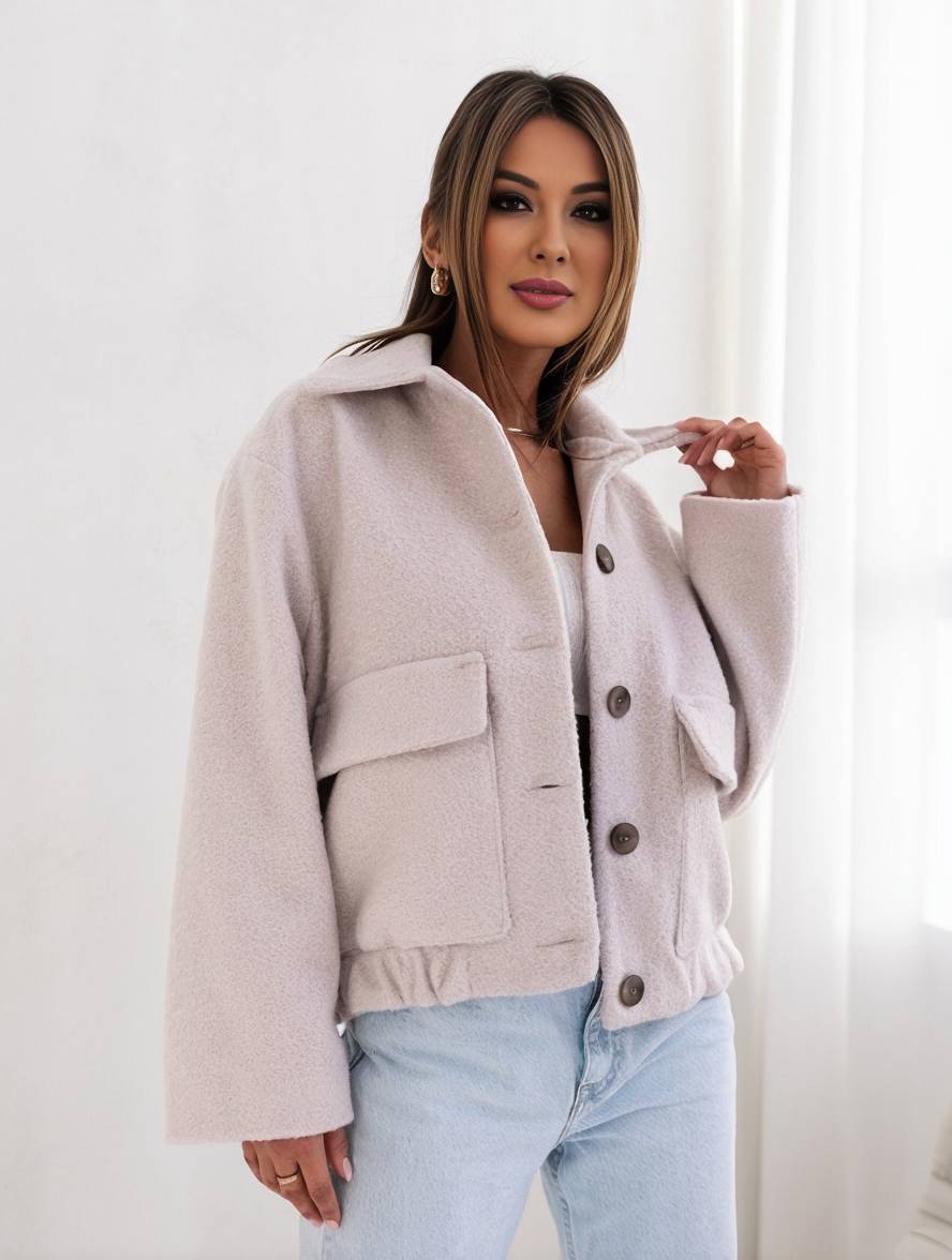 Mune | Women's Wool Jacket with Button Closure and Loose Fit