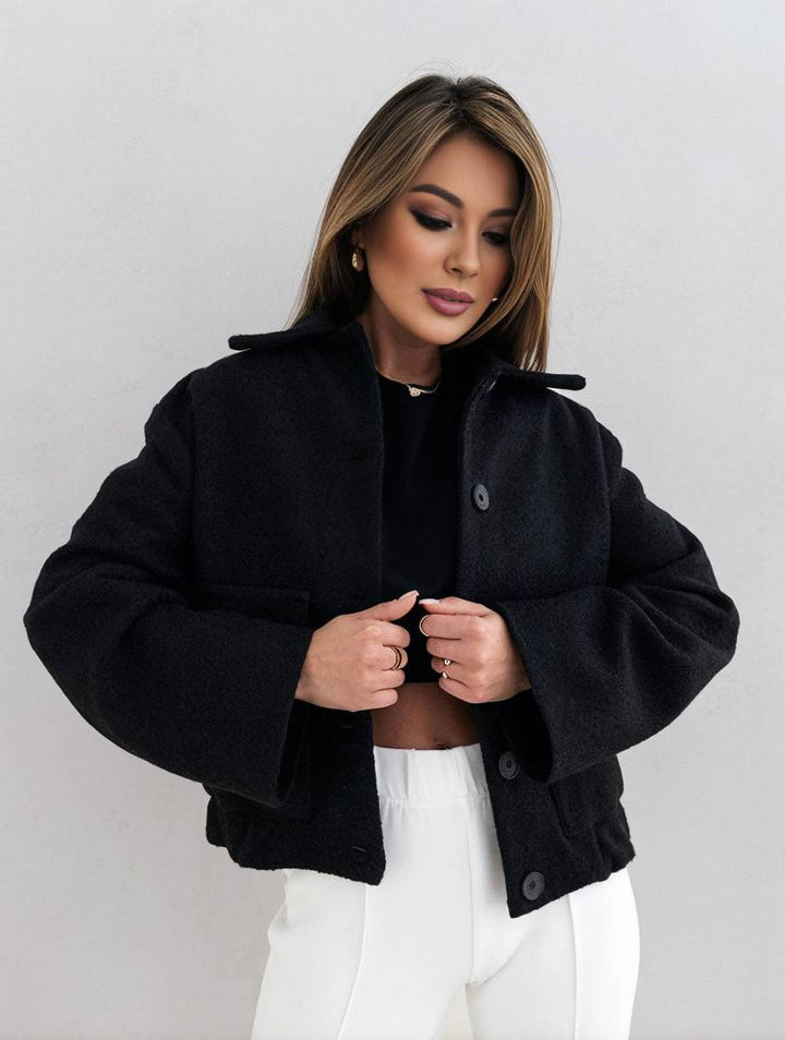 Mune | Women's Wool Jacket with Button Closure and Loose Fit
