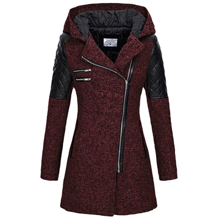 Mune | Women's Winter Jacket with Hood and Asymmetrical Zipper