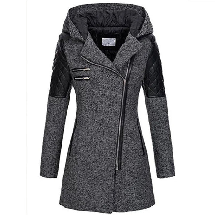 Mune | Women's Winter Jacket with Hood and Asymmetrical Zipper