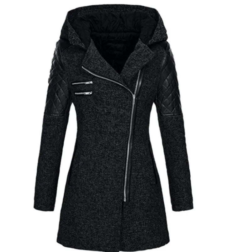 Mune | Women's Winter Jacket with Hood and Asymmetrical Zipper