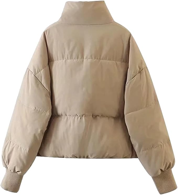 Mune | Women's Quilted Puffer Jacket with Stand Collar and Slant Zipper Pockets