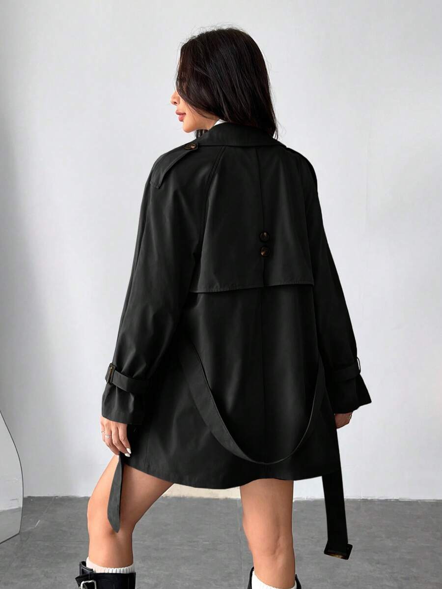 Mune | Women's Short Rain Jacket with Bow Waistband and Double Button Placket