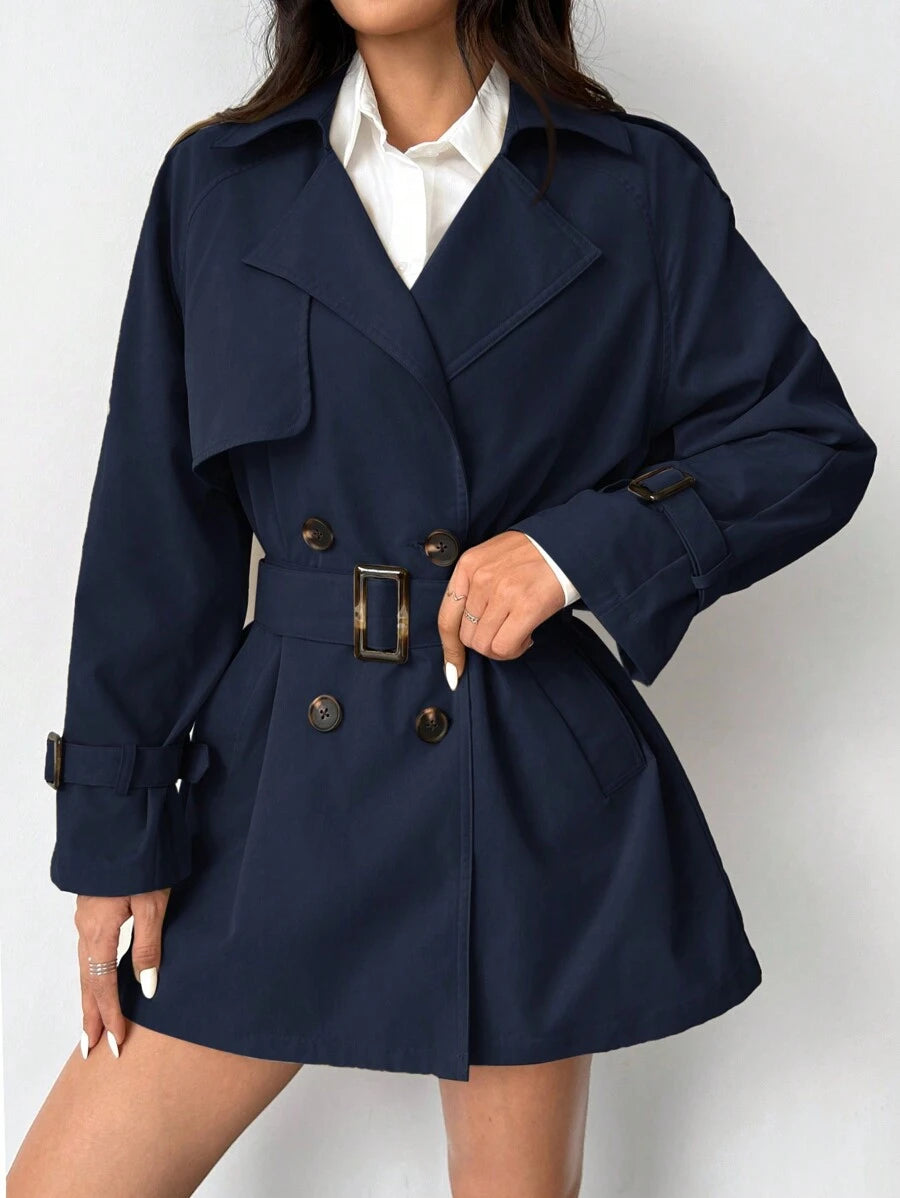 Mune | Women's Short Rain Jacket with Bow Waistband and Double Button Placket