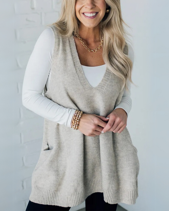 Mune | Women's Pullover Cardigan with V-Neck and Practical Pockets