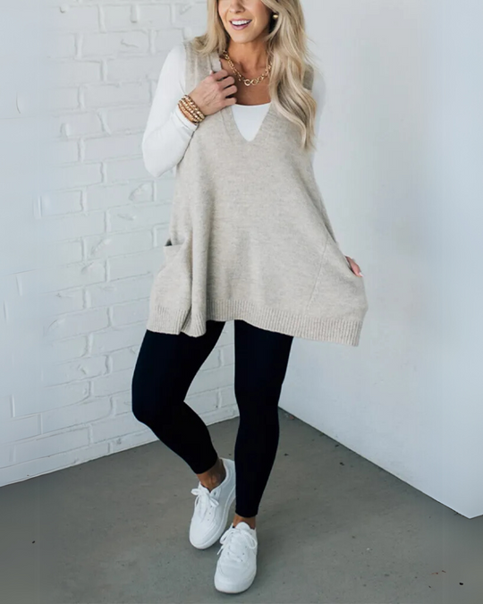 Mune | Women's Pullover Cardigan with V-Neck and Practical Pockets