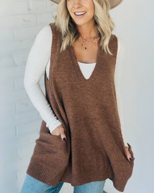 Mune | Women's Pullover Cardigan with V-Neck and Practical Pockets