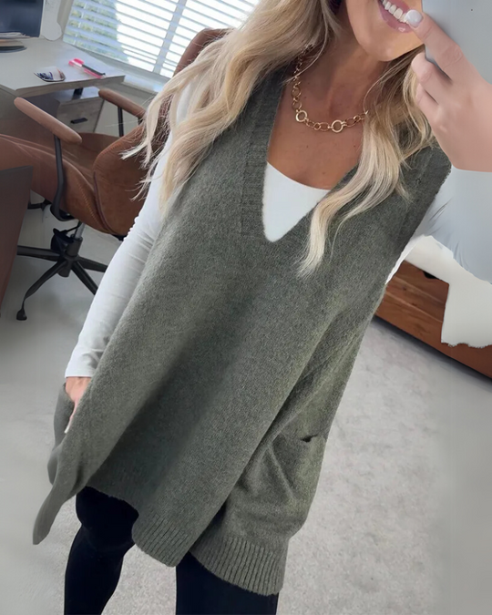 Mune | Women's Pullover Cardigan with V-Neck and Practical Pockets