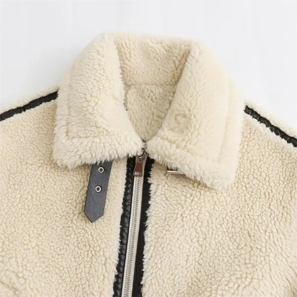 Mune | Warm & soft Sherpa jacket with collar and zipper for winter
