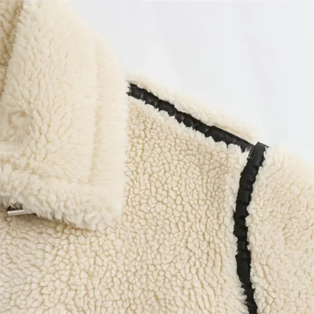 Mune | Warm & soft Sherpa jacket with collar and zipper for winter