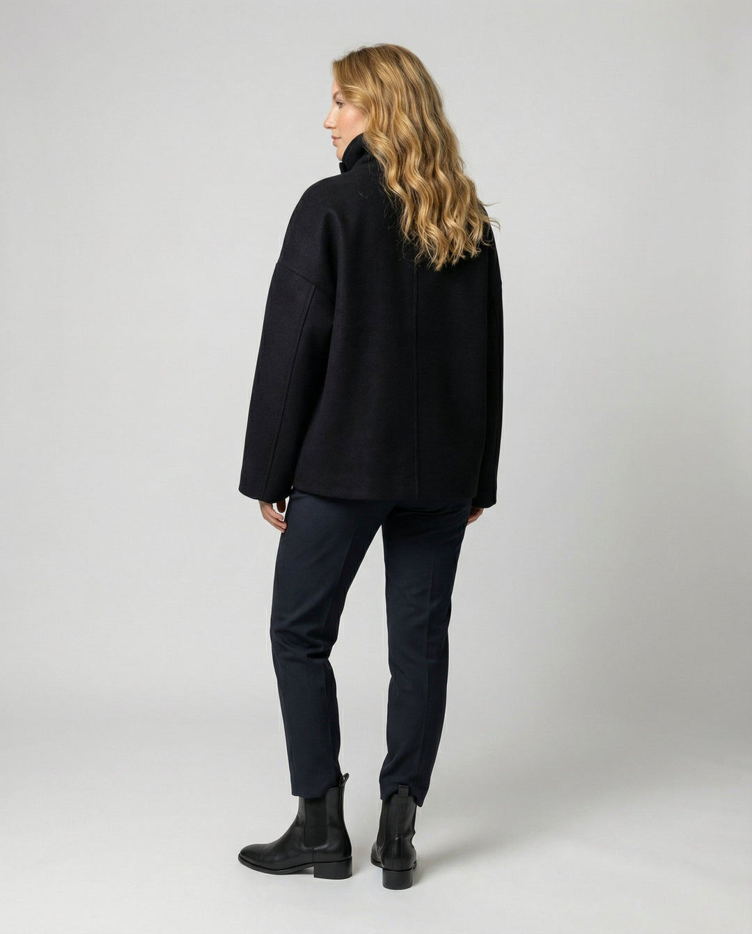 Oversized Wool Coat Women Stand Collar