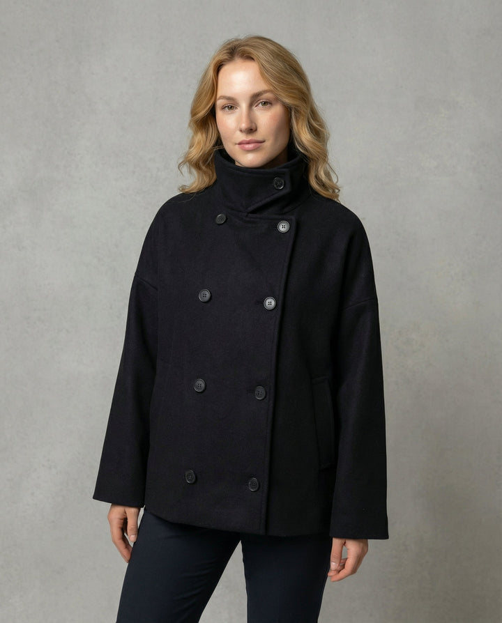 Oversized Wool Coat Women Stand Collar