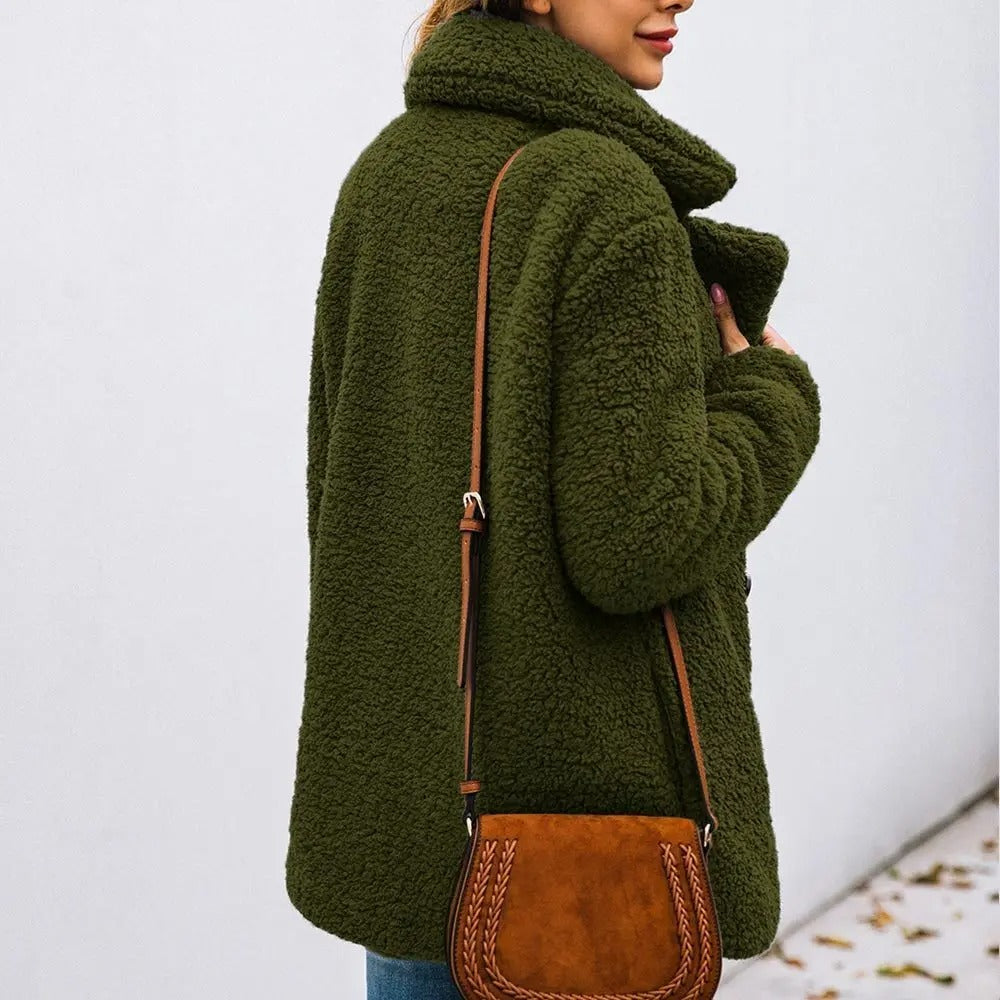 Mune | Women's Short Teddy Jacket with Lapel Collar