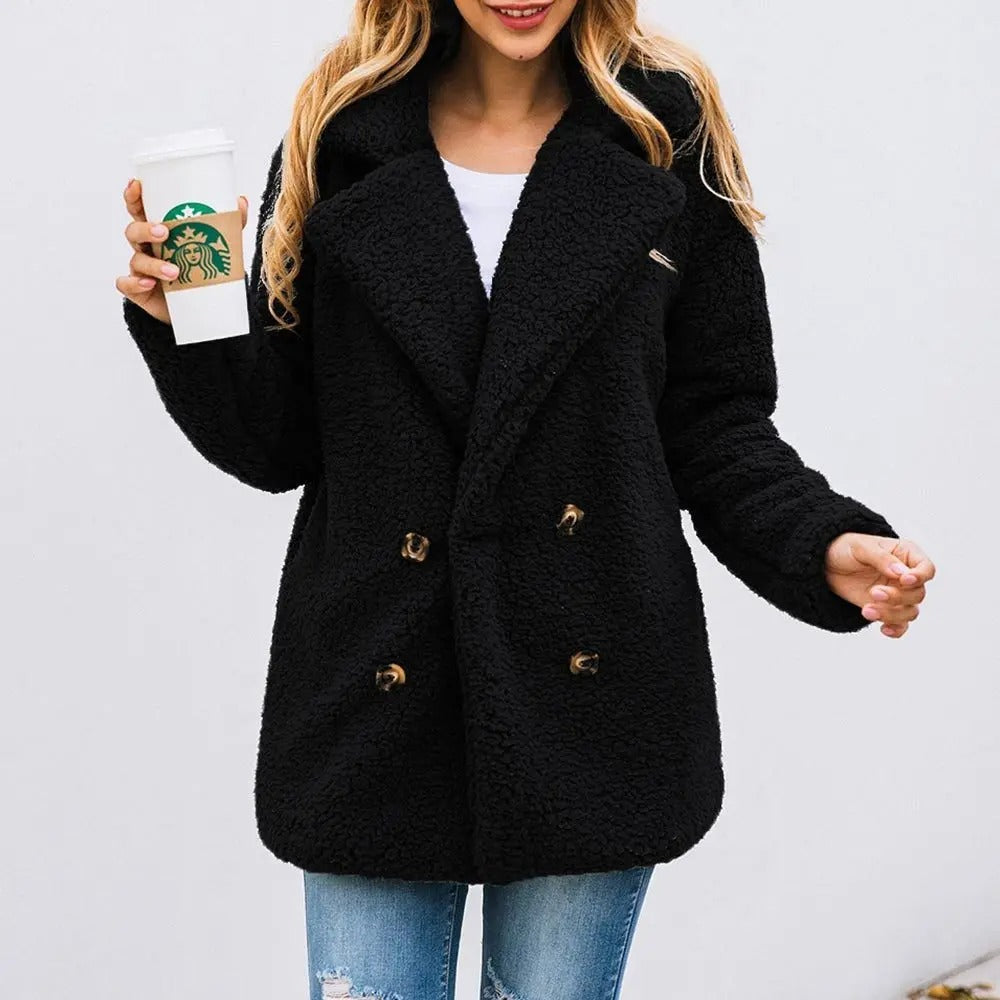 Mune | Women's Short Teddy Jacket with Lapel Collar