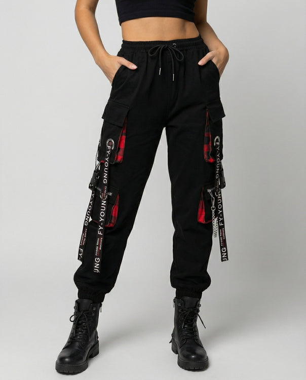 High Waist Cargo Pants with Pockets for Women