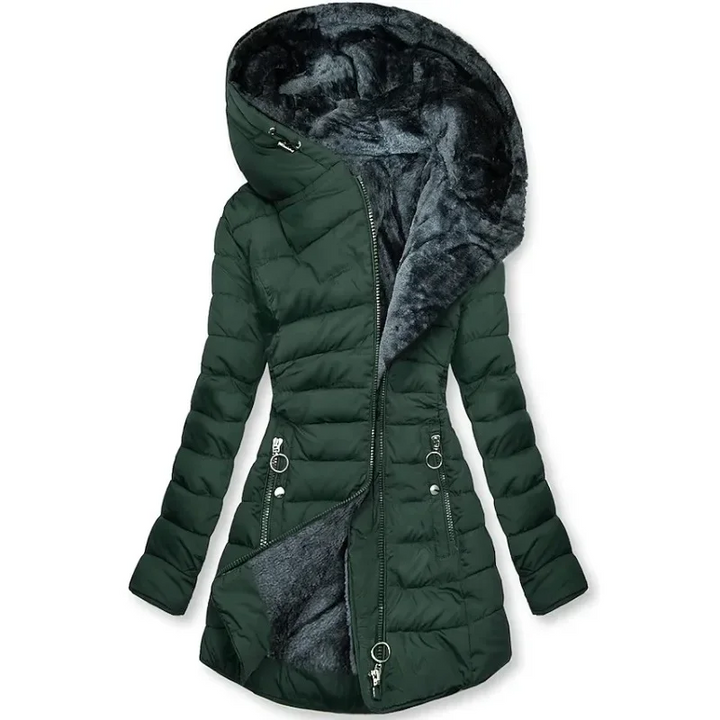Mune | Women's Long Winter Coat with Hood and Soft Lining