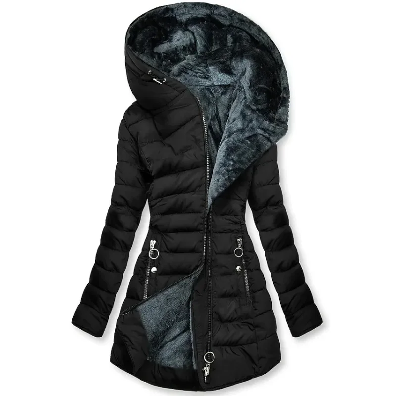 Mune | Women's Long Winter Coat with Hood and Soft Lining
