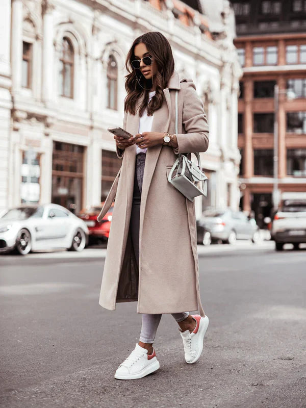 Mune | Women's Long Wool Winter Jacket with Lapel Collar