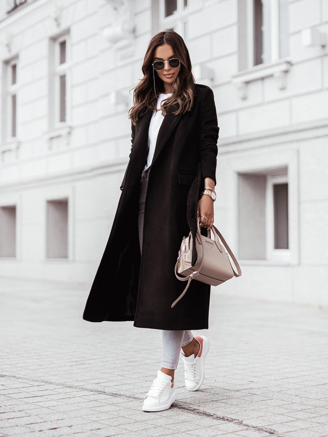 Mune | Women's Long Wool Winter Jacket with Lapel Collar