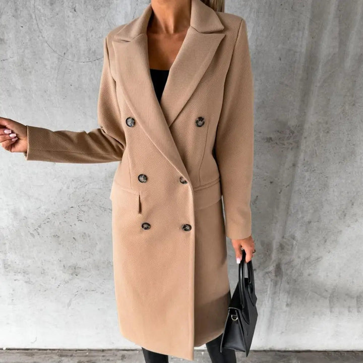 Mune | Women's Long Trench Coat with Double Buttons and Long Sleeves