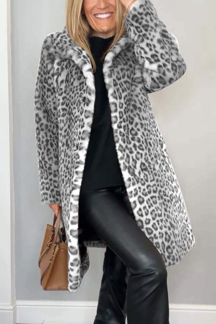 Mune | Women's Elegant Winter Jacket with Leopard Print