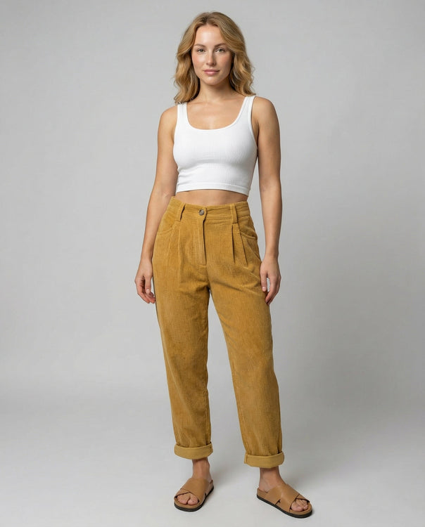 Casual Comfort Cord Pants Women | Mune Fashion