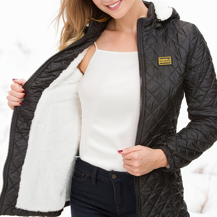 Mune | Women's short padded winter jacket with hood and fleece lining