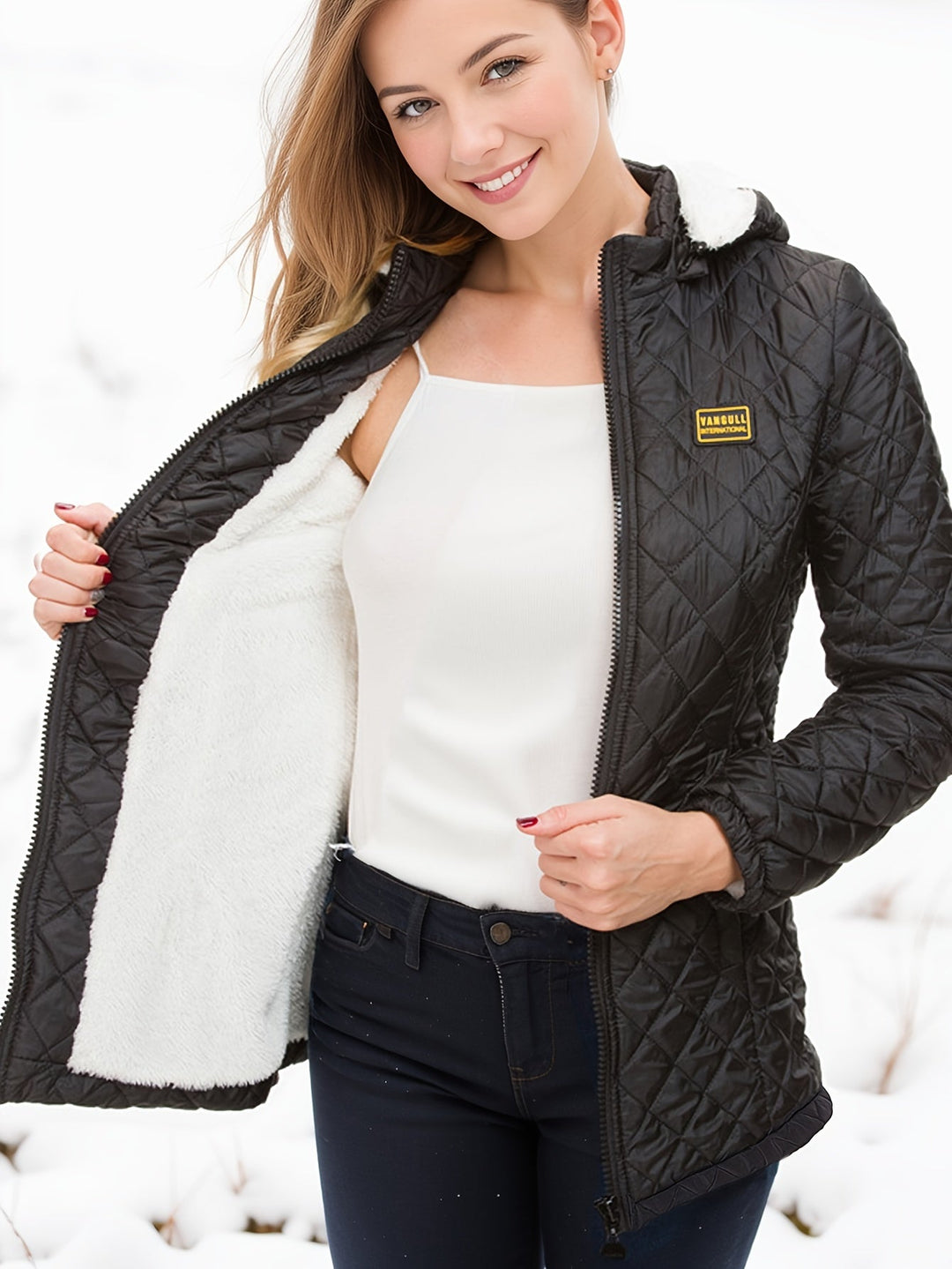 Mune | Women's short padded winter jacket with hood and fleece lining