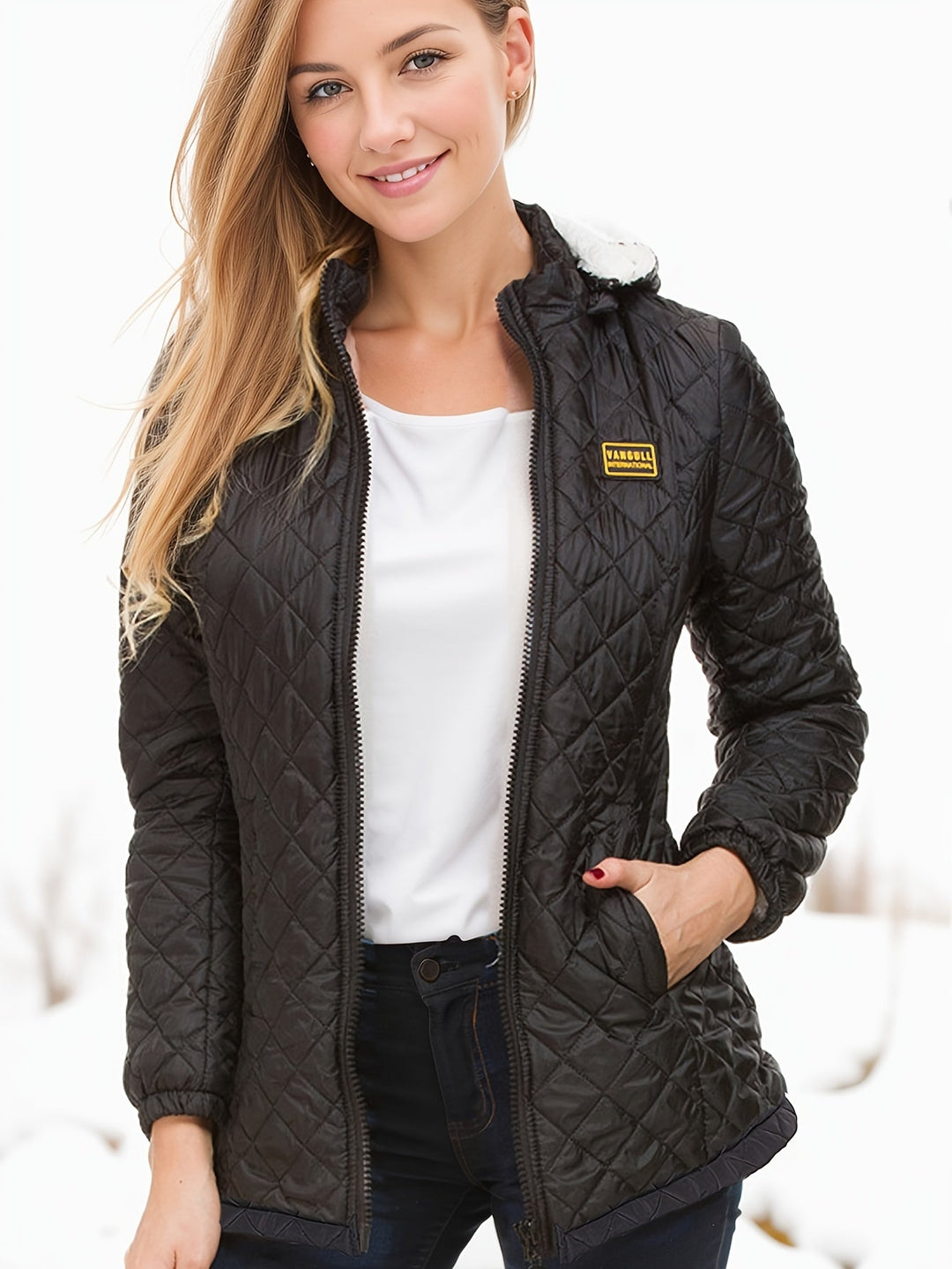 Mune | Women's short padded winter jacket with hood and fleece lining